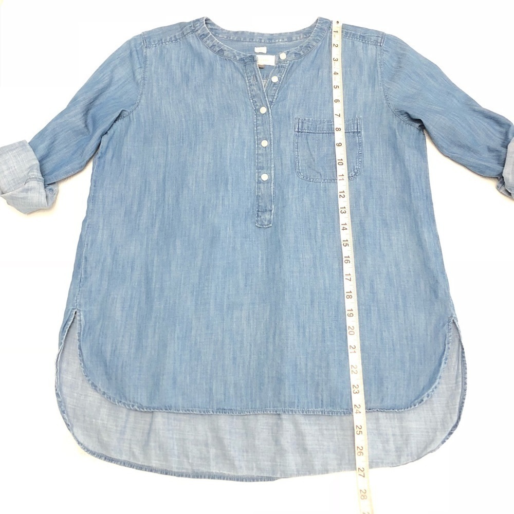 Loft Chambray 'The Softened' 1/2 Button Front Top - image 8